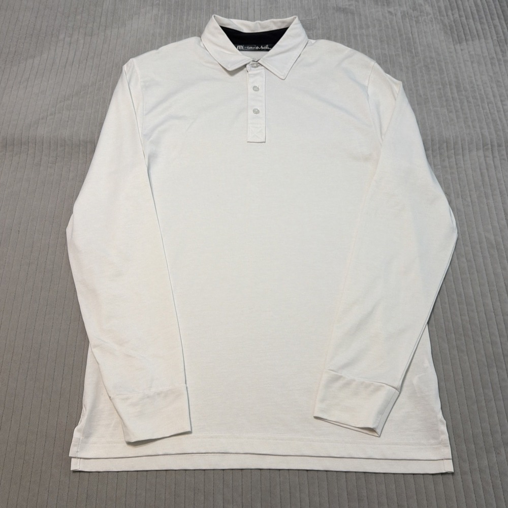 Travis Mathew Long Sleeve Henley Shirt Mens Medium White